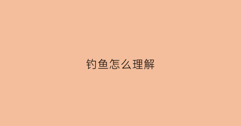 钓鱼怎么理解(钓鱼的理解)