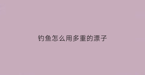 钓鱼怎么用多重的漂子(钓鱼怎么用多重的漂子好)