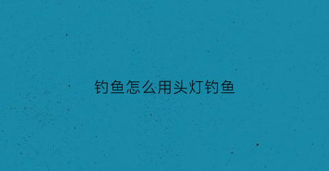 钓鱼怎么用头灯钓鱼(钓鱼怎么用头灯钓鱼呢)