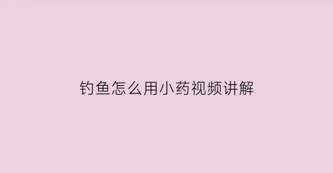 钓鱼怎么用小药视频讲解(钓鱼怎样使用小药)