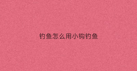 钓鱼怎么用小钩钓鱼(小钩钓小鱼)