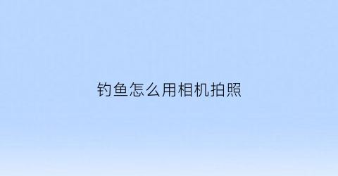 钓鱼怎么用相机拍照(钓鱼相机)