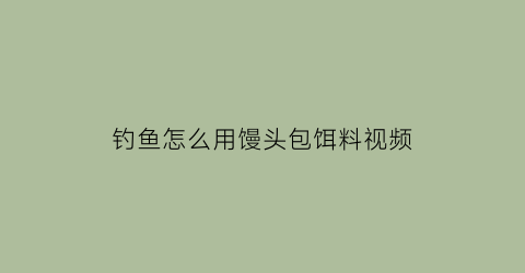 “钓鱼怎么用馒头包饵料视频(馒头钓鱼饵怎么做)