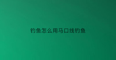 “钓鱼怎么用马口线钓鱼(马口线组绑法视频讲解)