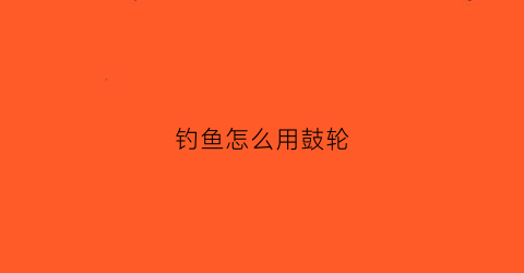 钓鱼怎么用鼓轮(小鼓轮钓鱼视频)