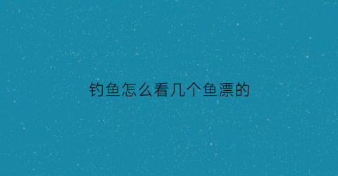 钓鱼怎么看几个鱼漂的(一般钓鱼怎么看浮漂才知道上鱼了)