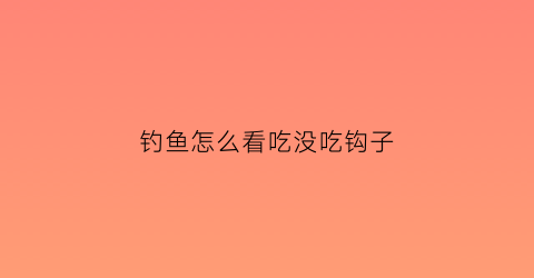 钓鱼怎么看吃没吃钩子(怎么看钓没钓到鱼)