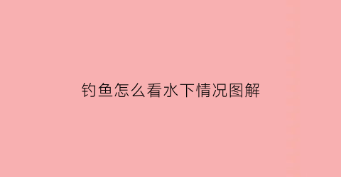 钓鱼怎么看水下情况图解