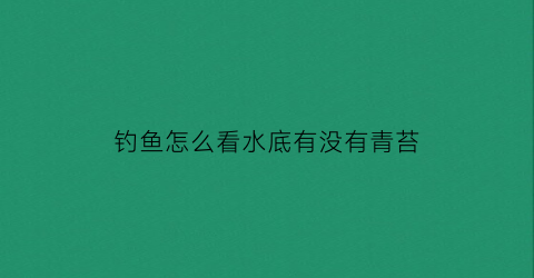 钓鱼怎么看水底有没有青苔(钓鱼怎样看水的深浅)