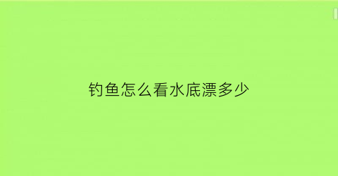 钓鱼怎么看水底漂多少(钓鱼怎么看水底漂多少合适)