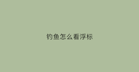 “钓鱼怎么看浮标(钓鱼的浮标怎么看)