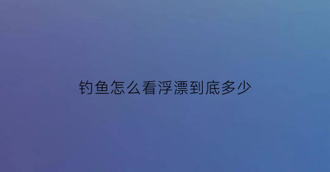钓鱼怎么看浮漂到底多少(钓浮如何看漂)