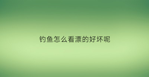 钓鱼怎么看漂的好坏呢(钓鱼如何看漂相视频)