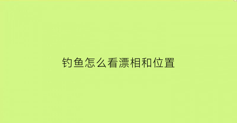 “钓鱼怎么看漂相和位置(钓鱼怎样看中鱼的漂相)