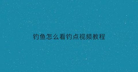 钓鱼怎么看钓点视频教程(钓鱼怎么看钓点视频教程大全)
