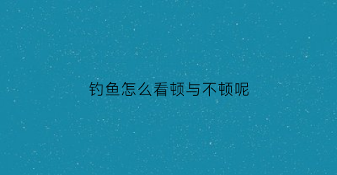 钓鱼怎么看顿与不顿呢(怎么钓鱼怎么看鱼浮)