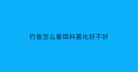 “钓鱼怎么看饵料雾化好不好(饵料怎样雾化好)