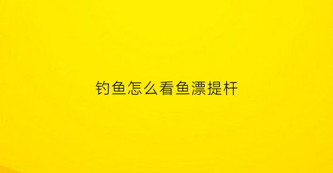 钓鱼怎么看鱼漂提杆(钓鱼怎样看鱼漂提竿)