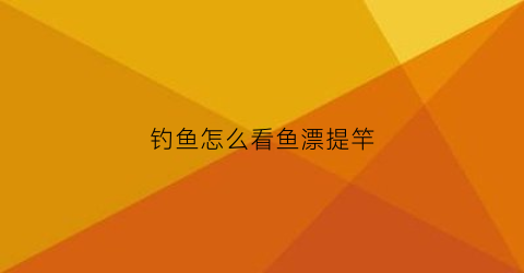 钓鱼怎么看鱼漂提竿(钓鱼怎样看鱼漂提竿)