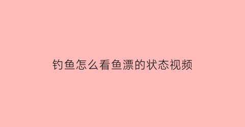 钓鱼怎么看鱼漂的状态视频(钓鱼时怎么看鱼漂)