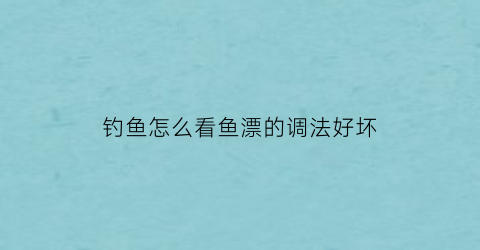 钓鱼怎么看鱼漂的调法好坏(怎样判断鱼漂调没调好)