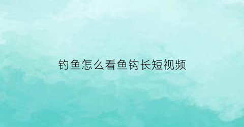 钓鱼怎么看鱼钩长短视频