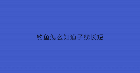 钓鱼怎么知道子线长短