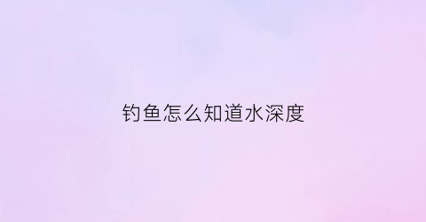 钓鱼怎么知道水深度(钓鱼怎么知道水深度呢)