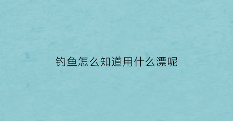 “钓鱼怎么知道用什么漂呢(怎么看钓鱼)