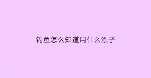 钓鱼怎么知道用什么漂子(钓鱼如何看漂是否中鱼)