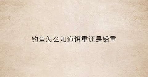 “钓鱼怎么知道饵重还是铅重(用鱼饵钓鱼怎么看漂)