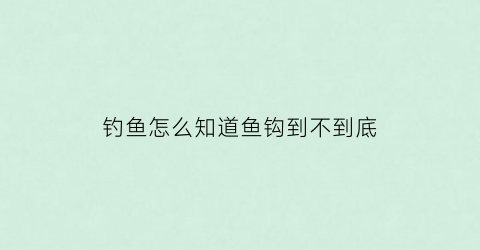 “钓鱼怎么知道鱼钩到不到底(钓鱼时如何知道鱼钩是否沉底)