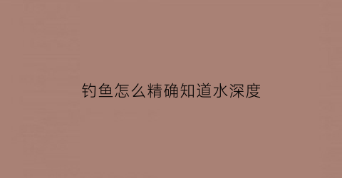 钓鱼怎么精确知道水深度(钓鱼怎么确定水的深度)