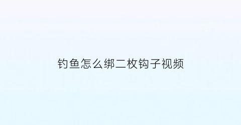 “钓鱼怎么绑二枚钩子视频(两颗鱼钩怎样绑连接环)