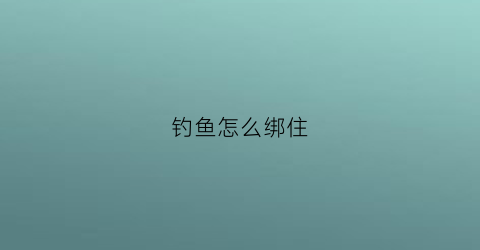 钓鱼怎么绑住(钓鱼怎么绑住鱼钩)