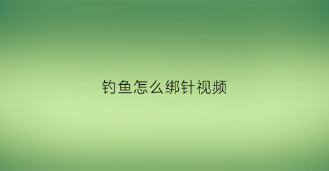 钓鱼怎么绑针视频(钓鱼的正确绑法)