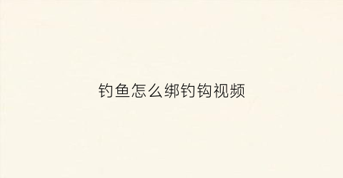 钓鱼怎么绑钓钩视频(钓鱼怎么绑钓钩视频讲解)