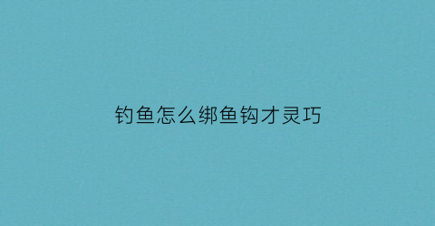 钓鱼怎么绑鱼钩才灵巧(钓鱼怎样绑鱼钩)