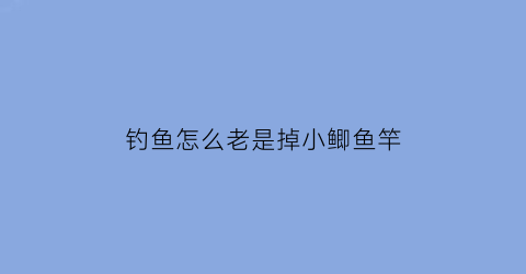 “钓鱼怎么老是掉小鲫鱼竿(钓鱼怎么老是钓小鱼)