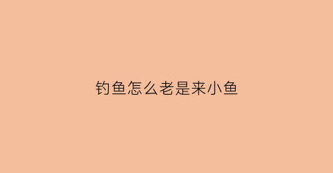 钓鱼怎么老是来小鱼