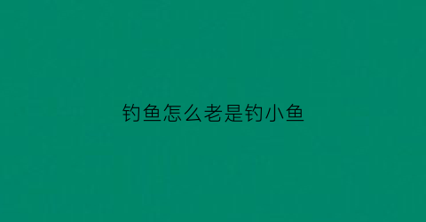 钓鱼怎么老是钓小鱼(为什么老是钓小鱼)