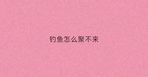 钓鱼怎么聚不来(钓鱼钓不上来叫什么)