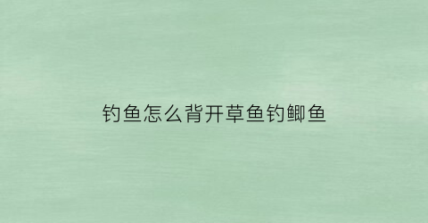 钓鱼怎么背开草鱼钓鲫鱼(钓鱼怎么背开草鱼钓鲫鱼呢)