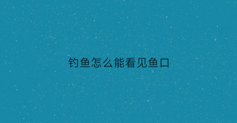 “钓鱼怎么能看见鱼口(钓鱼看口怎么看)