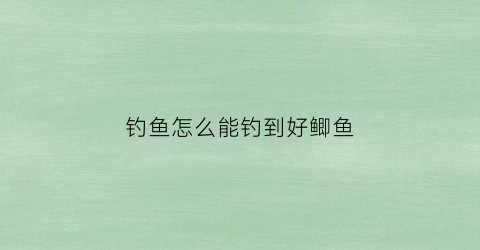 钓鱼怎么能钓到好鲫鱼(怎样才能钓好鲫鱼)