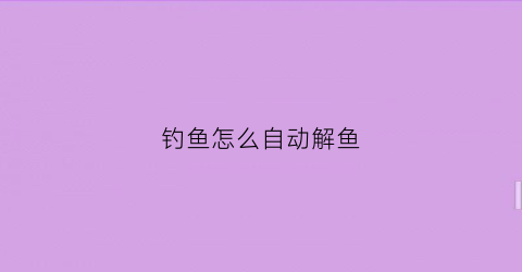 钓鱼怎么自动解鱼(请问自动钓钓鱼效果如何)