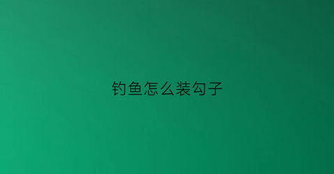 钓鱼怎么装勾子(钓鱼怎么装钩)