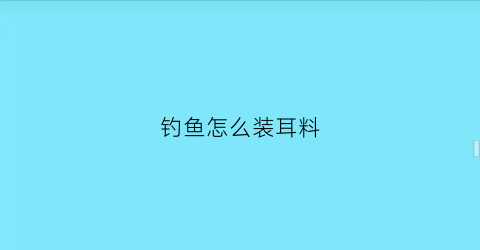 “钓鱼怎么装耳料(钓鱼怎么装耳料视频教程)