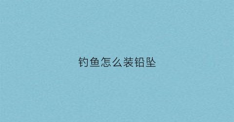 钓鱼怎么装铅坠(钓鱼怎么装铅坠图解)