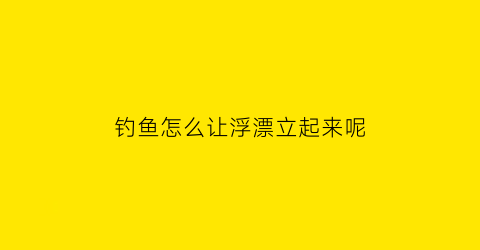 钓鱼怎么让浮漂立起来呢